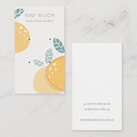 Kute Lemon Fruit Abstract Vold Earling Display Visitekaartje (Voorkant / Achterkant)