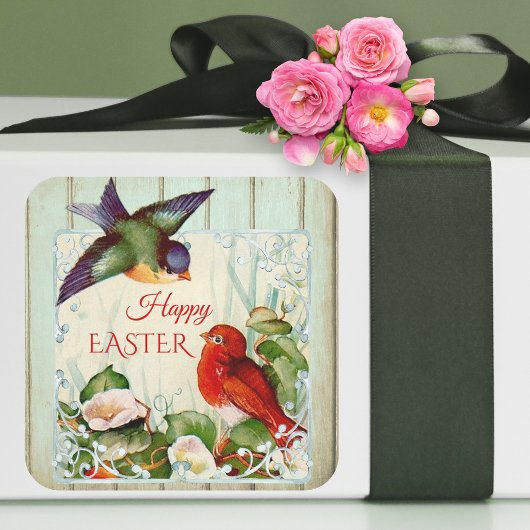 Kute lentemvogels, Floral-paasticker Vierkante Sticker