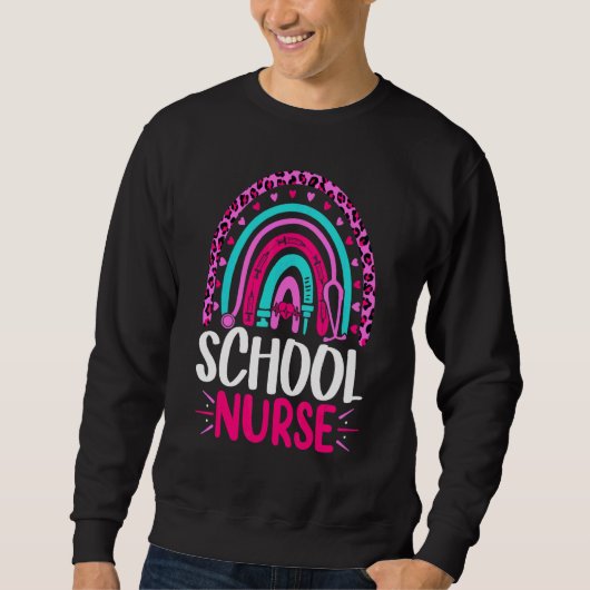 Kute Leopard School Zuster Rainbow Terug naar scho Trui (Voorkant)