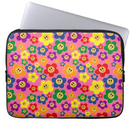 Kute LGBT Rainbow Flower Pattern-Roze Laptop Sleeve