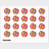 Kute LGBT Rainbow Flower Pattern-Roze Ronde Sticker (Vel)