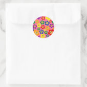 Kute LGBT Rainbow Flower Pattern-Roze Ronde Sticker (Tas)