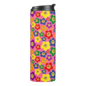 Kute LGBT Rainbow Flower Pattern-Roze Thermosbeker (Gedraaid links)