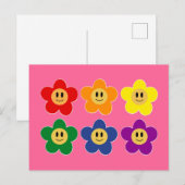 Kute LGBT Rainbow Flower - Roze achtergrond Briefkaart (Voorkant / Achterkant)
