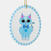 Kute lichtblauwe katten en blauwe stralen keramisch ornament (Rechts)