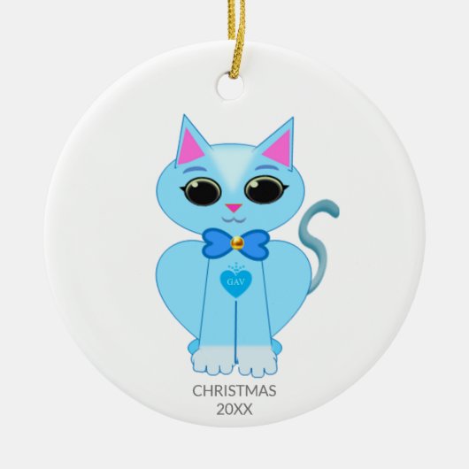 Kute lichtblauwe katten en tekst keramisch ornament (Voorkant)