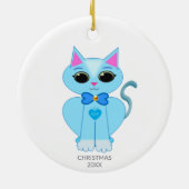 Kute lichtblauwe katten en tekst keramisch ornament (Achterkant)