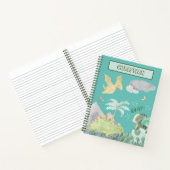 Kute Light Blauwgroen Waterverf Dinosaur Notitieboek (Binnen)