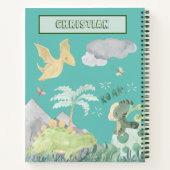Kute Light Blauwgroen Waterverf Dinosaur Notitieboek (Achterkant)