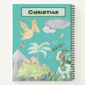 Kute Light Blauwgroen Waterverf Dinosaur Notitieboek (Achterkant)