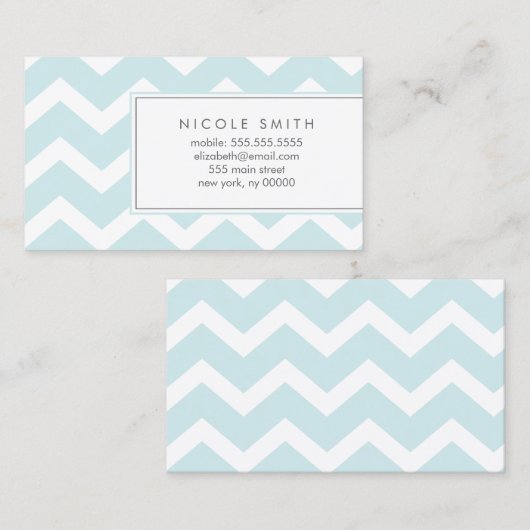 Kute Light Blue Chevrons Visitekaartje (Voorkant / Achterkant)