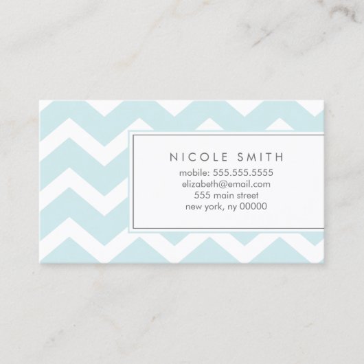 Kute Light Blue Chevrons Visitekaartje (Voorkant)
