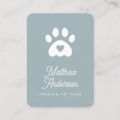 Kute Light Blue Heart Paw Pet Sitter Dog Walker Visitekaartje (Voorkant)
