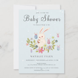 Kute Light Blue Paaster Bunny-Baby shower Kaart