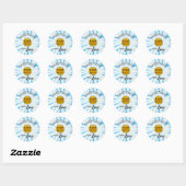 Kute Light Pastel Blue Daisy Flower Made with Love Ronde Sticker (Vel)