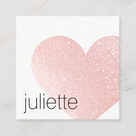 Kute Light Pink Glitter Heart Beauty Salon Vierkante Visitekaartje (Voorkant)