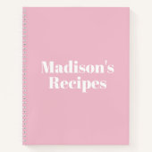 Kute light roze aangepaste naam chic Recipbook Notitieboek (Voorkant)