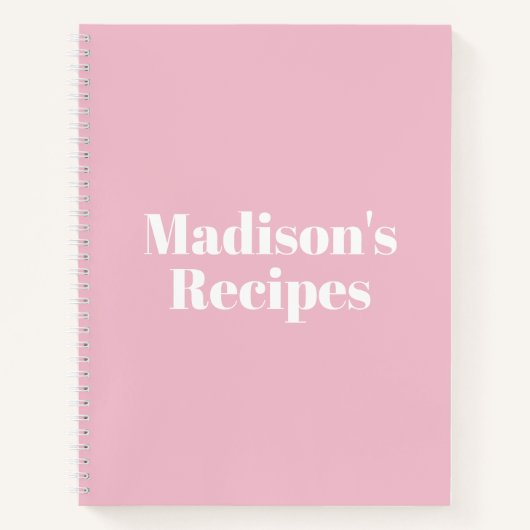 Kute light roze aangepaste naam chic Recipbook Notitieboek (Voorkant)