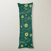 Kute Light Yellow & Green Delicate Floral Pattern Lichaamskussen (Achterkant (Verticaal))
