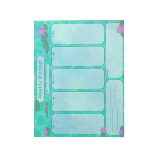Kute Lily Pad Weekly Planner maandag t/m vrijdag Notitieblok (Linkerzijde)