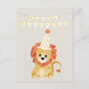 Kute Lion Wearting Party Pet Birthday Banner Roar Briefkaart