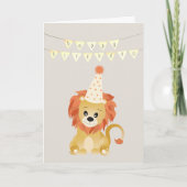 Kute Lion Wearting Party Pet Birthday Banner Roar Kaart (Voorkant)