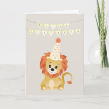 Kute Lion Wearting Party Pet Birthday Banner Roar