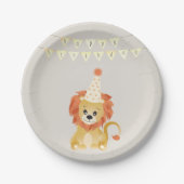 Kute Lion Wearting Party Pet Birthday Banner Roar Papieren Bordje (Voorkant)