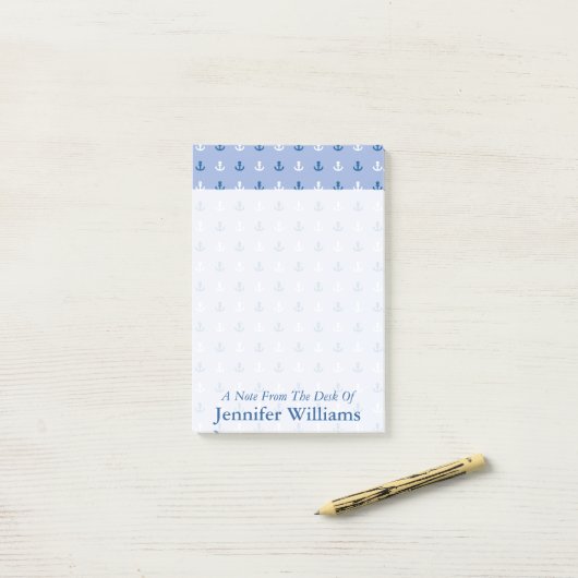 Kute Little Anchor Pattern | Jouw namen toevoegen Post-it® Notes (Op bureau)