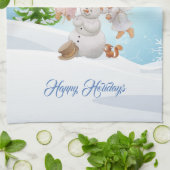 Kute Little Angels and Snowman Kitchen Hand Towel Theedoek (Gevouwen)