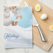 Kute Little Angels and Snowman Kitchen Hand Towel Theedoek (Quarter Fold)