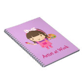 Kute Little Artist Painter Girl op Work Notitieboek (Rechterzijde)