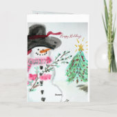 Kute Little Artistic Snowman Foling Holiday Card Feestdagen Kaart (Achterkant)