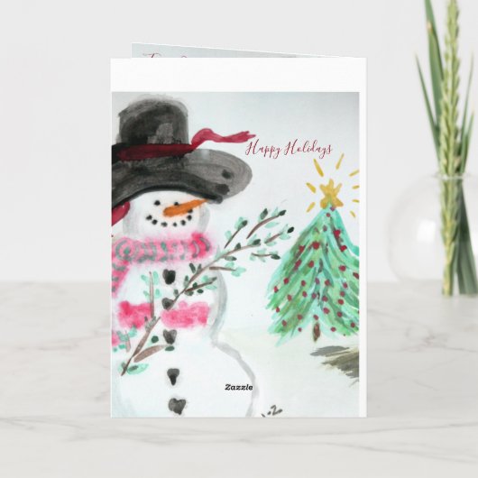 Kute Little Artistic Snowman Foling Holiday Card Feestdagen Kaart (Achterkant)