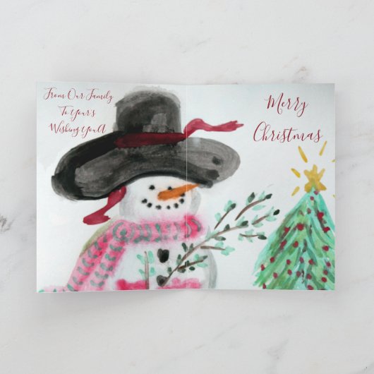 Kute Little Artistic Snowman Foling Holiday Card Feestdagen Kaart (Binnen)