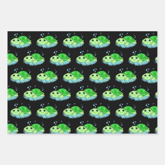 Kute Little Baby Turtles Birthday of Baby shower Inpakpapier Vel (Voorkant 3)