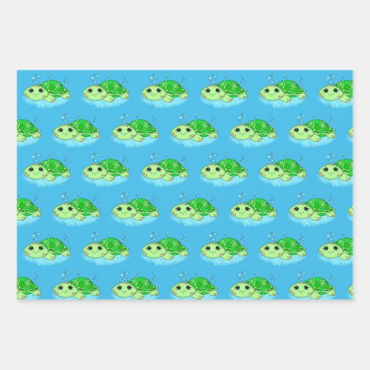 Kute Little Baby Turtles Birthday of Baby shower Inpakpapier Vel (Voorkant 2)