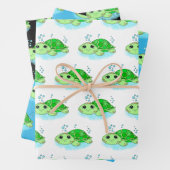 Kute Little Baby Turtles Birthday of Baby shower Inpakpapier Vel (In situ)