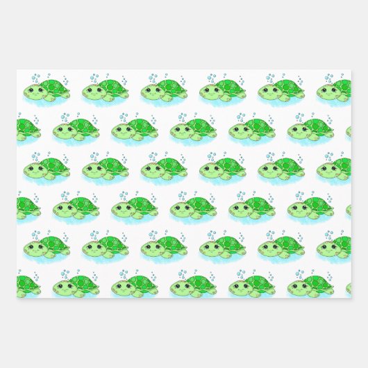 Kute Little Baby Turtles Birthday of Baby shower Inpakpapier Vel (Voorkant)