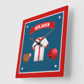 Kute Little Baseball Player Kinder Room Vierkante Klok (Hoek)