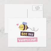 Kute Little Bee, Bee Mijn Valentijn Pun Greeting Briefkaart (Voorkant / Achterkant)