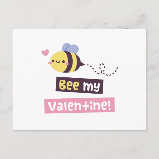 Kute Little Bee, Bee Mijn Valentijn Pun Greeting Briefkaart (Voorkant)