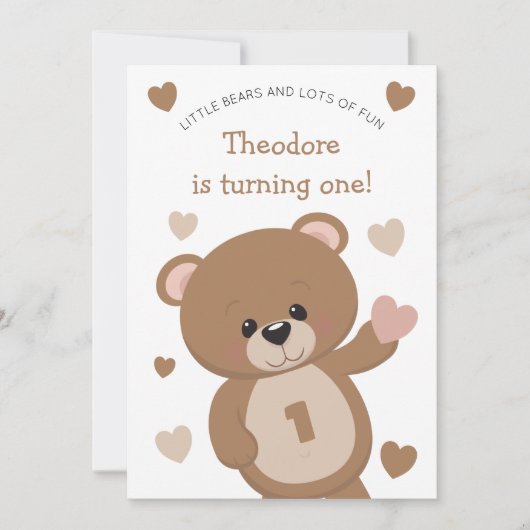 Kute Little Beer die een eerste verjaardag draait Kaart (Voorkant)