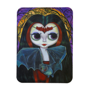 Kute Little Big Eye Vampire Girl met Bat Magneet