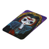 Kute Little Big Eye Vampire Girl met Bat Magneet (Linkerzijde)