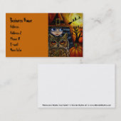 Kute Little Big Eye Witch met Owl & Pumpkin Visitekaartje (Voorkant / Achterkant)