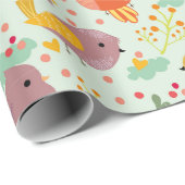 Kute Little Bird Art Pattern for the Birder Cadeaupapier (Rol Hoek)