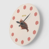 Kute Little Bird & Flowers on Beige Grote Klok (Hoek)