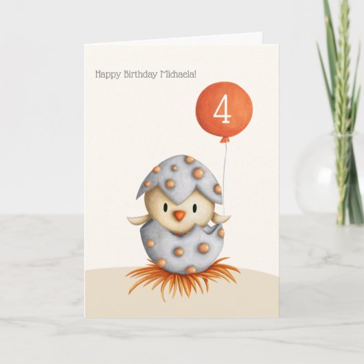 Kute Little Bird in Egg Personalized Kind Birthday Kaart (Voorkant)