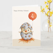 Kute Little Bird in Egg Personalized Kind Birthday Kaart (Gele Bloem)